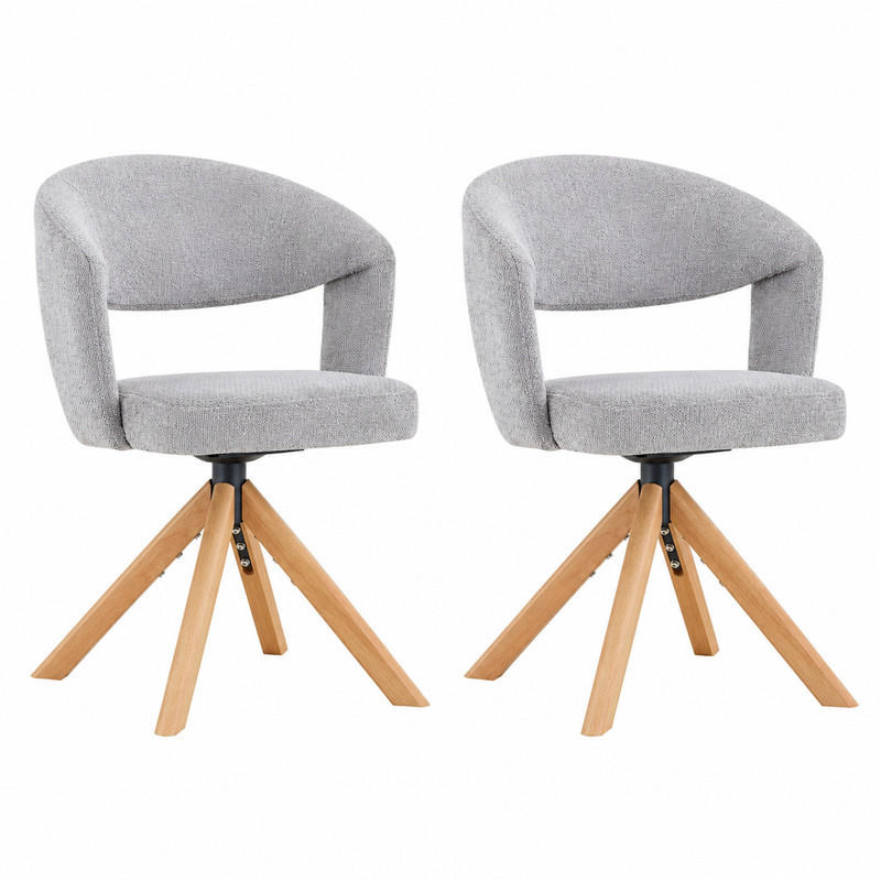 ESSZIMMERSTUHL 2er-Set drehbar 81,5 cm Stoff Grau Massivholz - Grau, Holz (47.5/81.5/47cm) - Meubliv