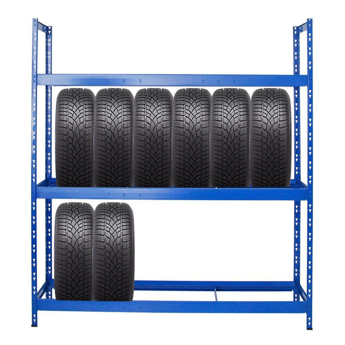 REIFENREGAL Tiger XL 2er-Set mit 2x 200x180x45 cm 300 kg Fachlast bis zu 42 Reifen Blau - Blau, Metall (360/200/45cm) - PROREGAL