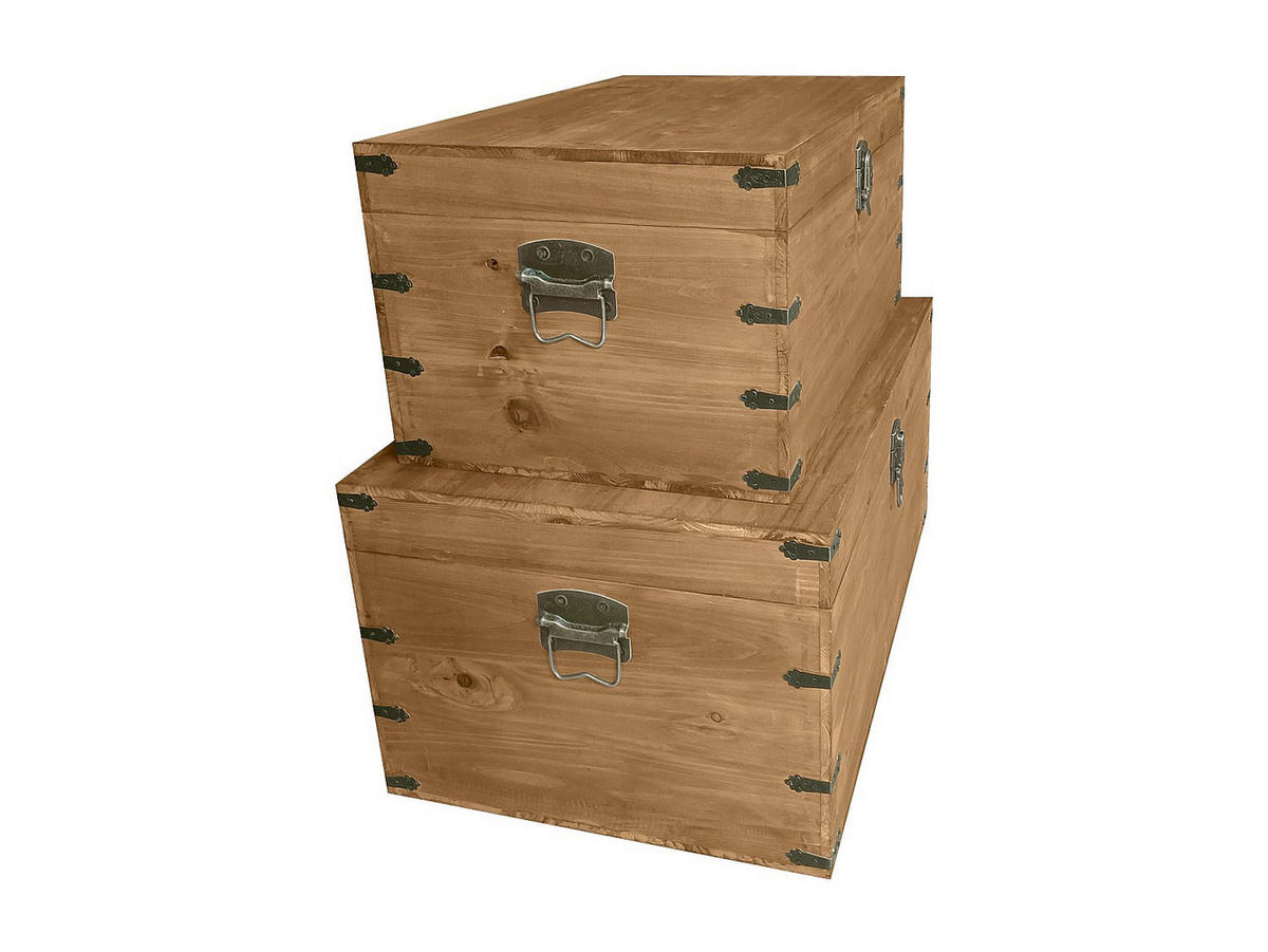 2ER-SET Koffer - Tannenholz & MDF - 70 x 46 x 35 cm & 60 x 38 x 30 cm - Holzfarben - MALOUEN - Naturfarben, Holz (70/35/46cm) - Vente-Unique