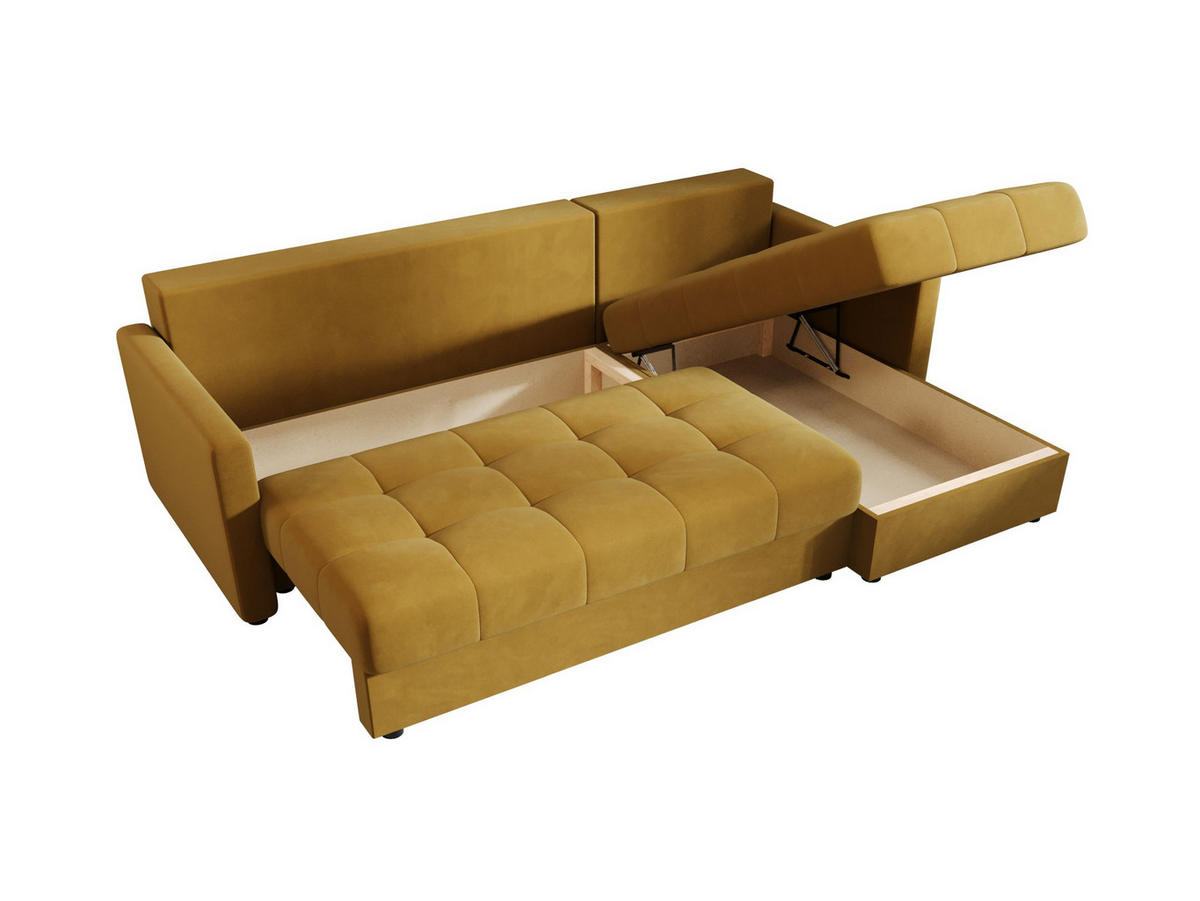 ECKSOFA MOS L BIS Itaka 33 Rechts mit Schlaffunktion - Currygelb, Textil (220/143cm) - Bedante