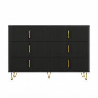 SIDEBOARD schwarz gold 120cm 6 schubladen modern - Schwarz, Holzwerkstoff (120/77/40cm) - Urban Meuble