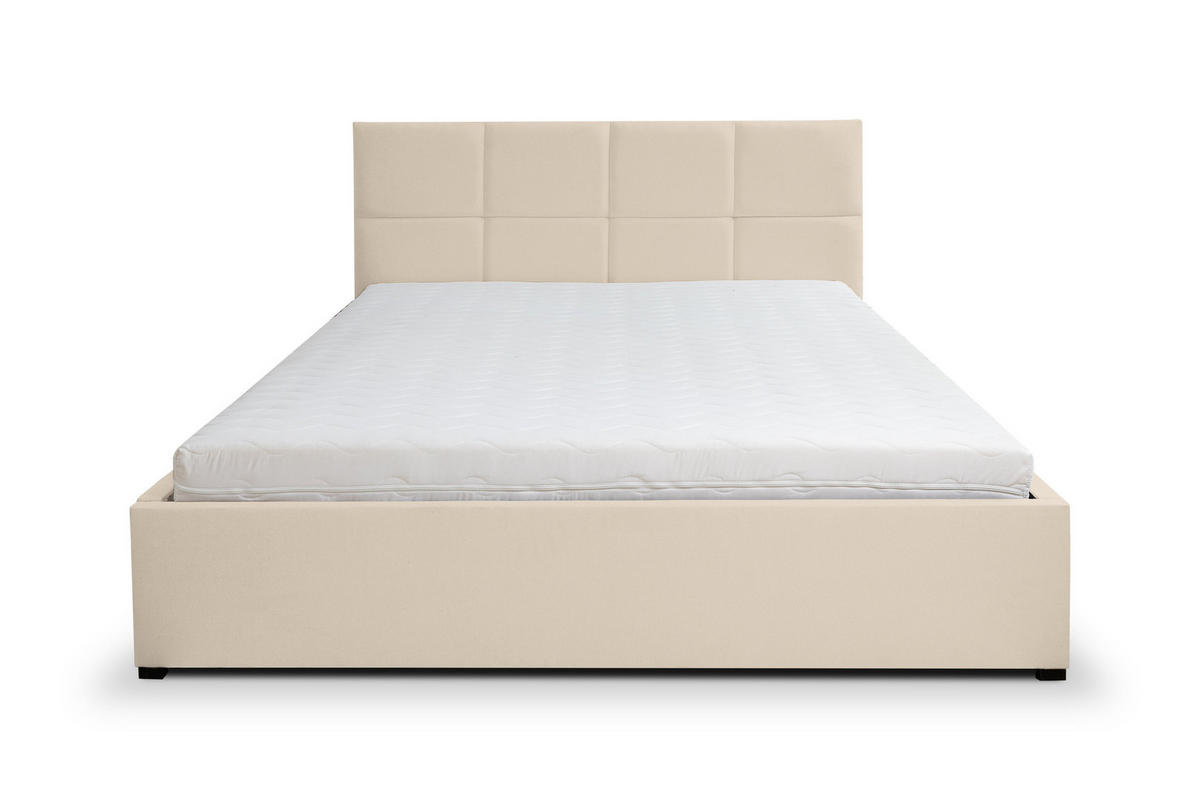 POLSTERBETT BETTY mit Kopfteil, 160 x200 cm, Doppelbett mit Bettkasten und Lattenrost aus Velourstoff, Velourstoff, Frabe: Beige - Beige, Holz/Kunststoff (160/200cm) - VENASI MÖBEL