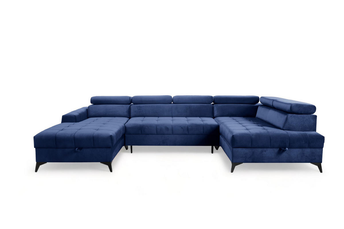 WOHNLANDSCHAFT Agnesa In Salvador - Dunkelblau, Holzwerkstoff/Textil (345/95/200cm) - Fun Möbel