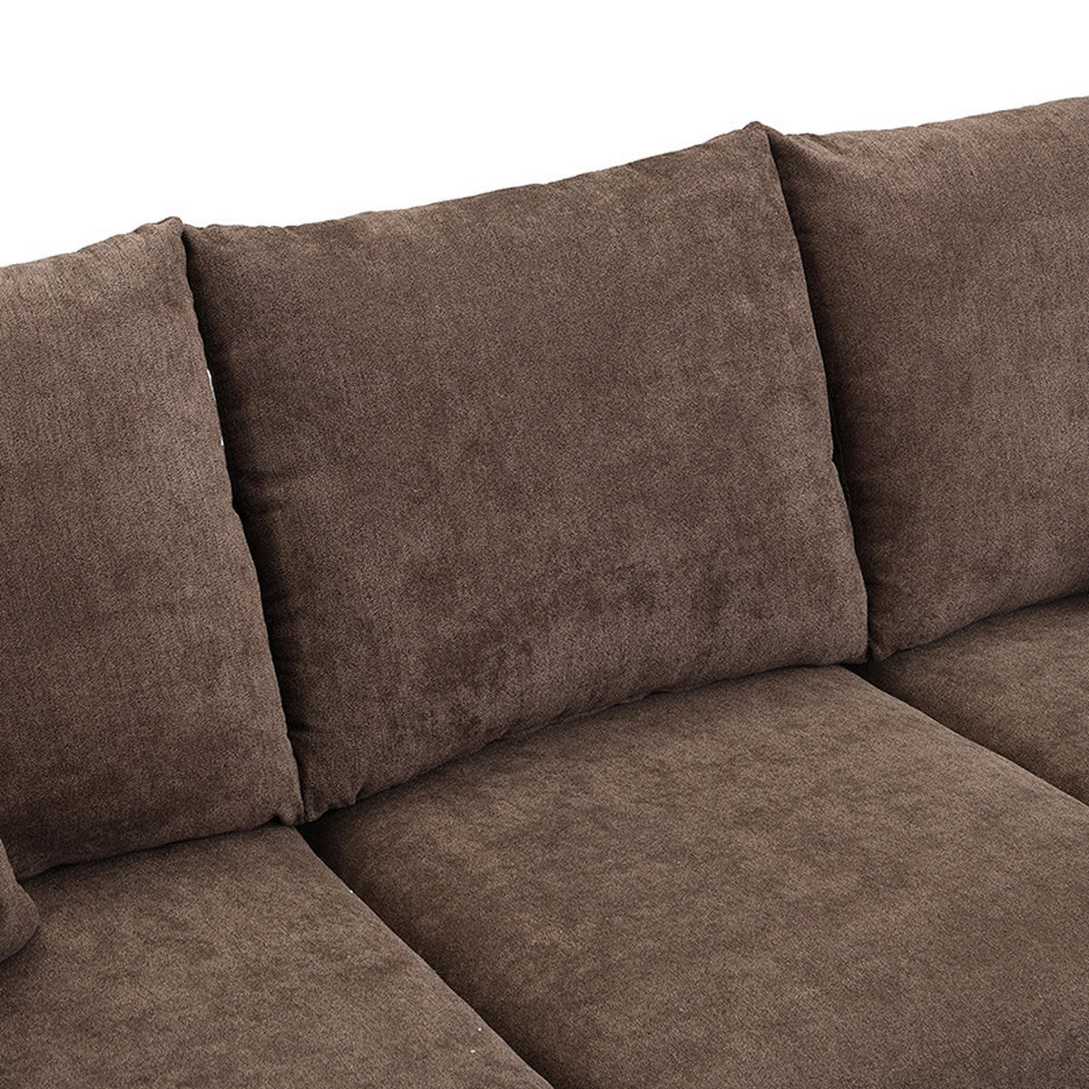 WOHNLANDSCHAFT 5-Sitzer Chenille Antikbraun mit Schlaffunktion, Schubladen, Stauraum und mit Kissen - Braun, Holzwerkstoff/Kunststoff (188/86/82cm) - WISHDOR