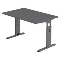 SCHREIBTISCH Serie-O 80/120/74 cm in Graphitfarben/Graphitfarben - Graphitfarben, Holzwerkstoff (80/120/74cm) - bümö