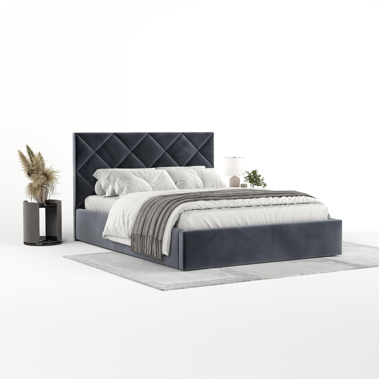 POLSTERBETT Torno 160/200 cm Dunkelgrau im Kronos Stoff - Dunkelgrau/Schwarz, Holz/Holzwerkstoff (160/200cm) - AltaBeds