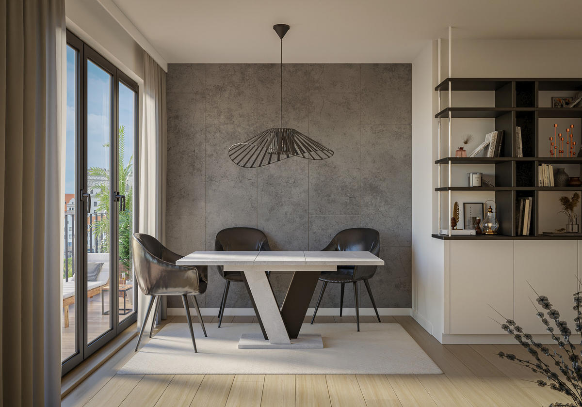 ESSTISCH Ausziehbar 120 - 160 cm Betonoptik und Schwarz - Schwarz/Grau, Holzwerkstoff (120/90/75cm) - PROSPERO
