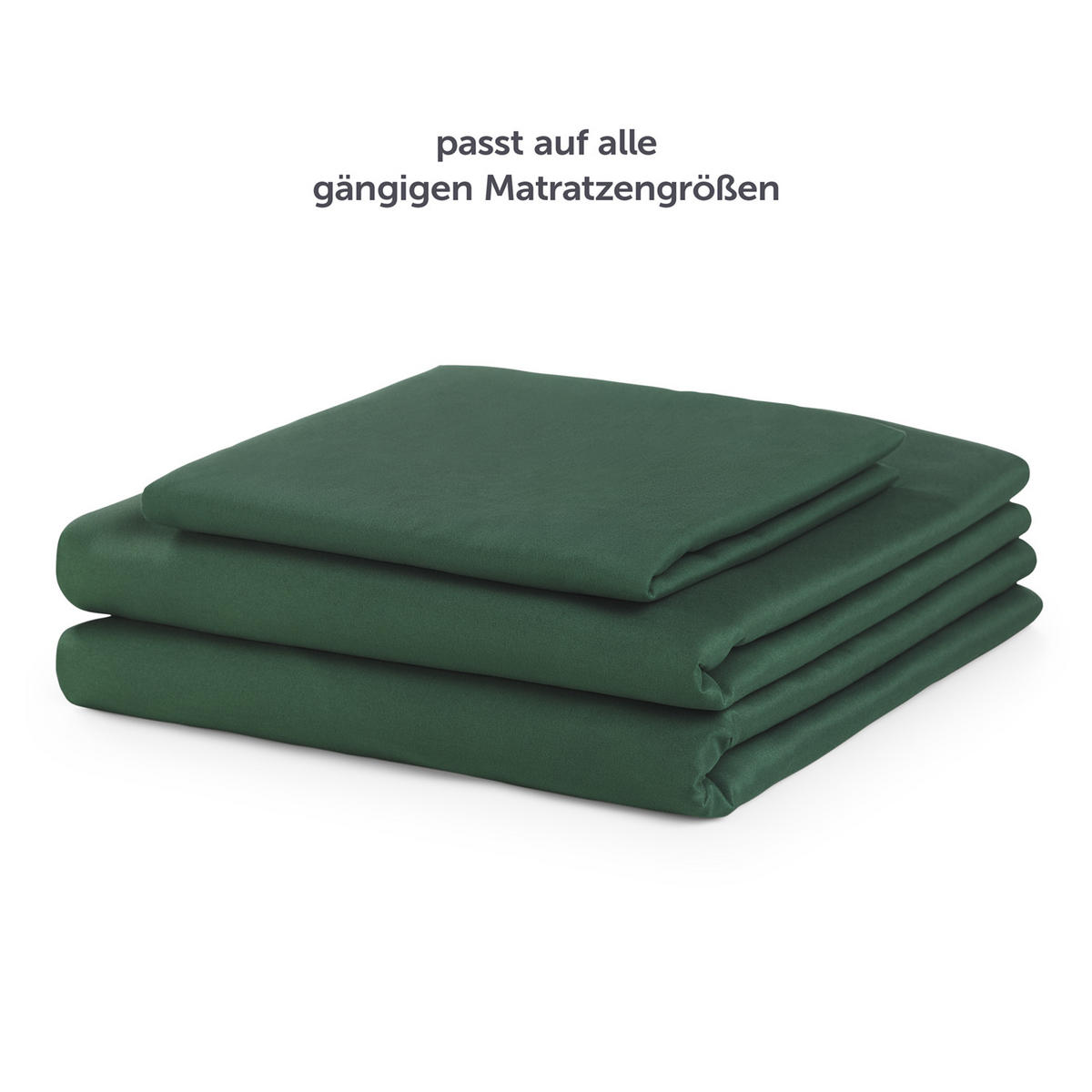 BETTLAKEN 3er Set - Spannbettlaken 180x200x30cm 2X Kissenbezug 50x80cm - Dunkelgrün - Dunkelgrün, Textil (180/200cm)