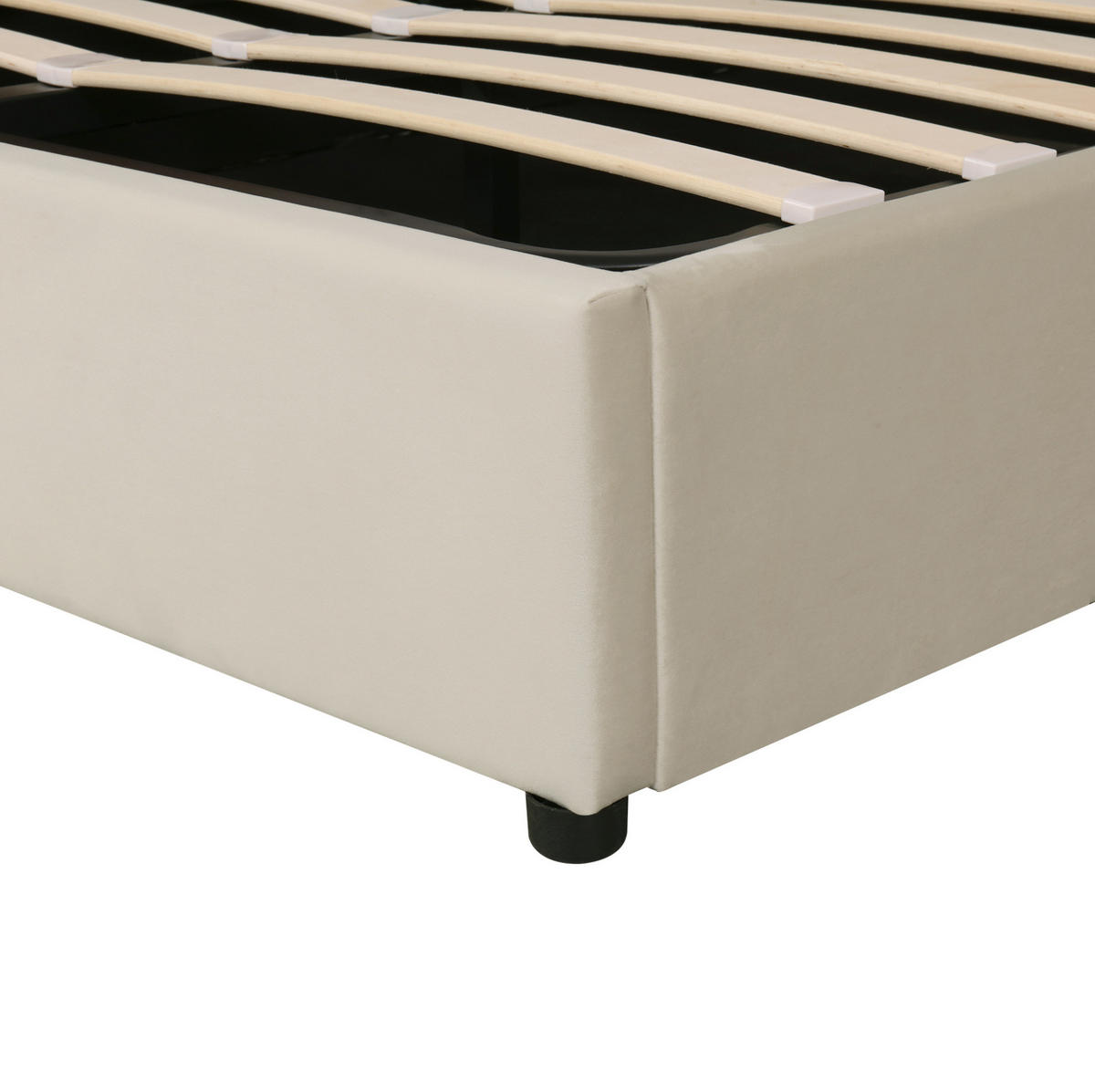 POLSTERBETT mit Bettkasten 180x200 cm Samt Beige mit Lattenrost - Beige, Metall (180/200cm) - Meubliv