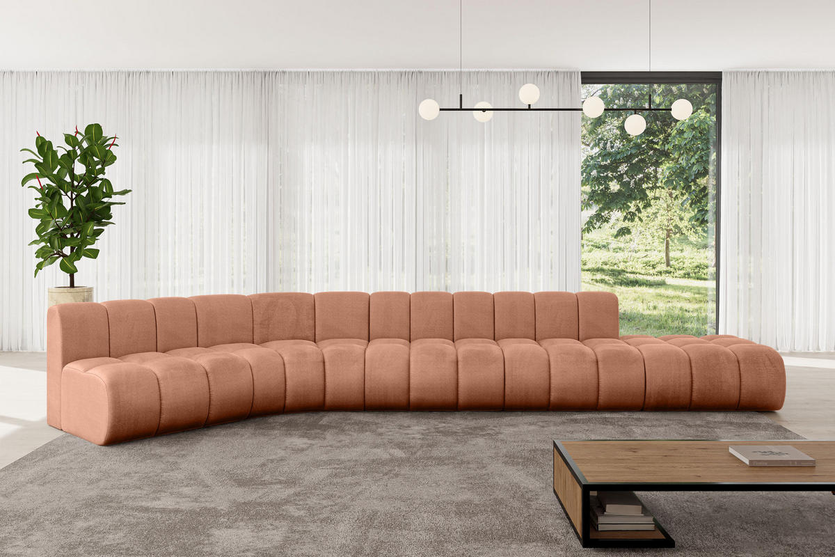 ECKSOFA modulares Sofa Brilo-L2 - 471x174x70 cm Apricot - Koralle, Holzwerkstoff/Textil (471/174cm) - ALTDECOR