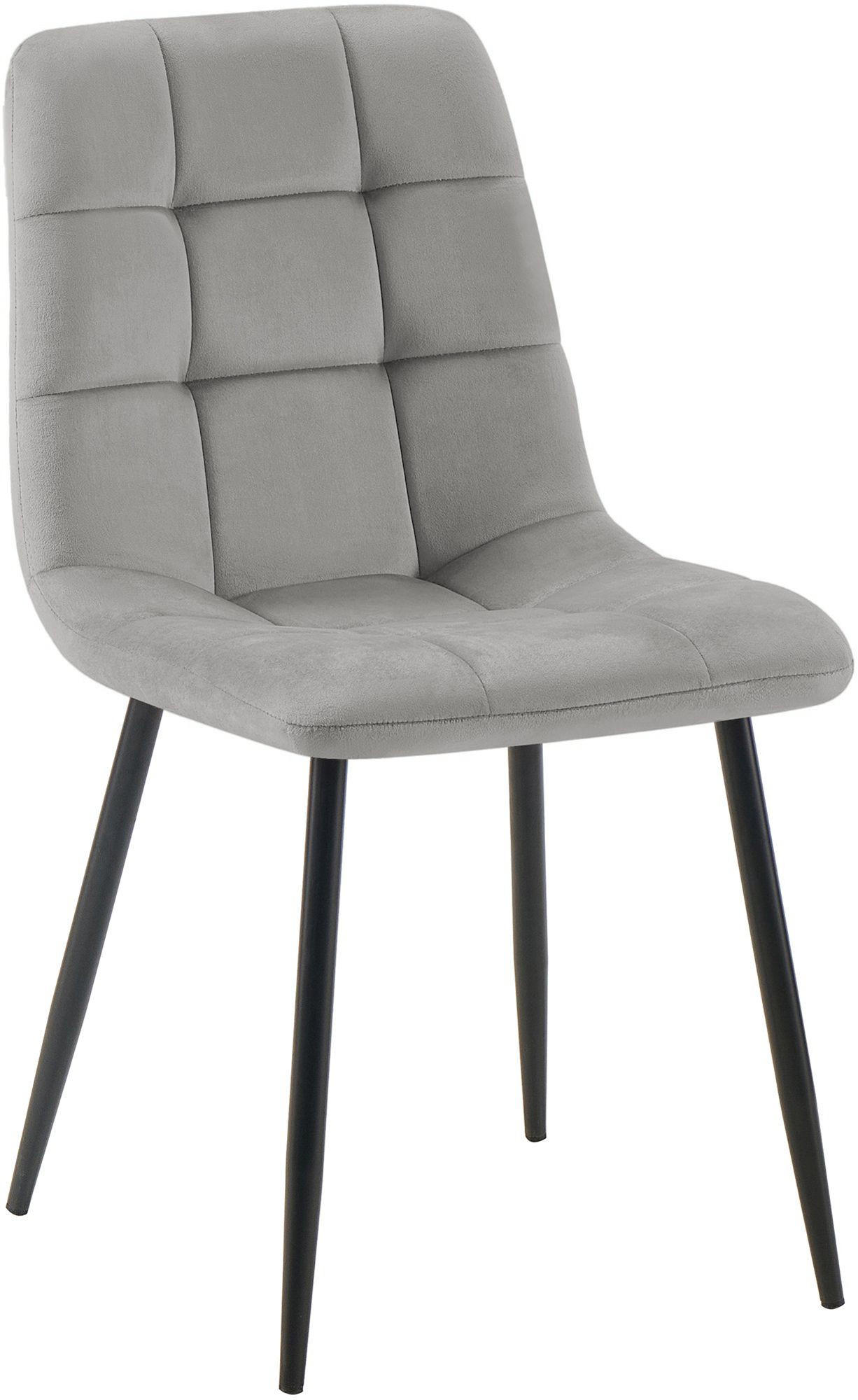 STUHL Samt Grau - Grau, Textil/Metall (45/84/55cm) - CLP