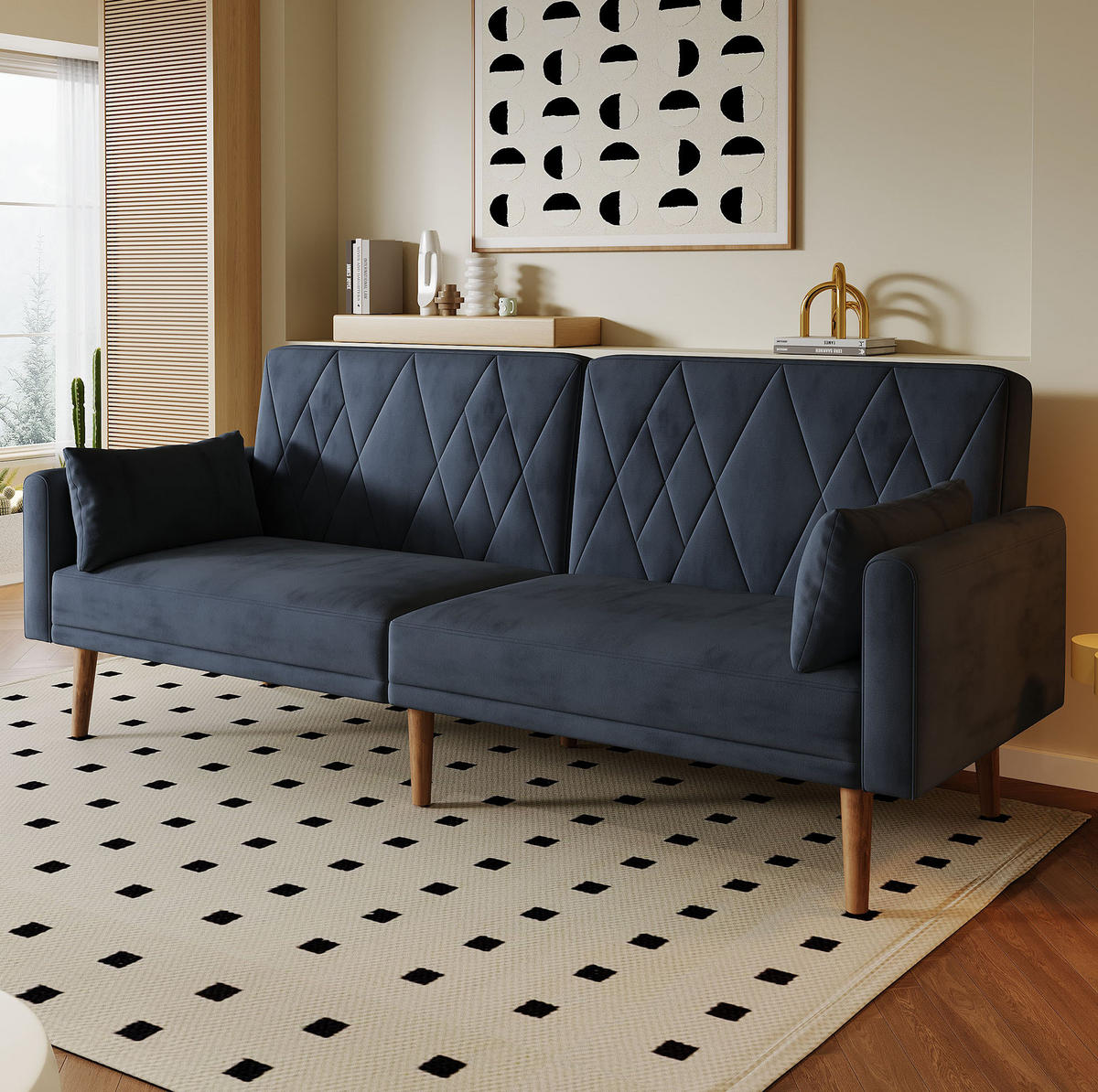 SCHLAFSOFA multifunktional 180 x 75 x 82 cm Samt Black 2-Sitzer - Schwarz, Holzwerkstoff (180/82/75cm) - Meubliv