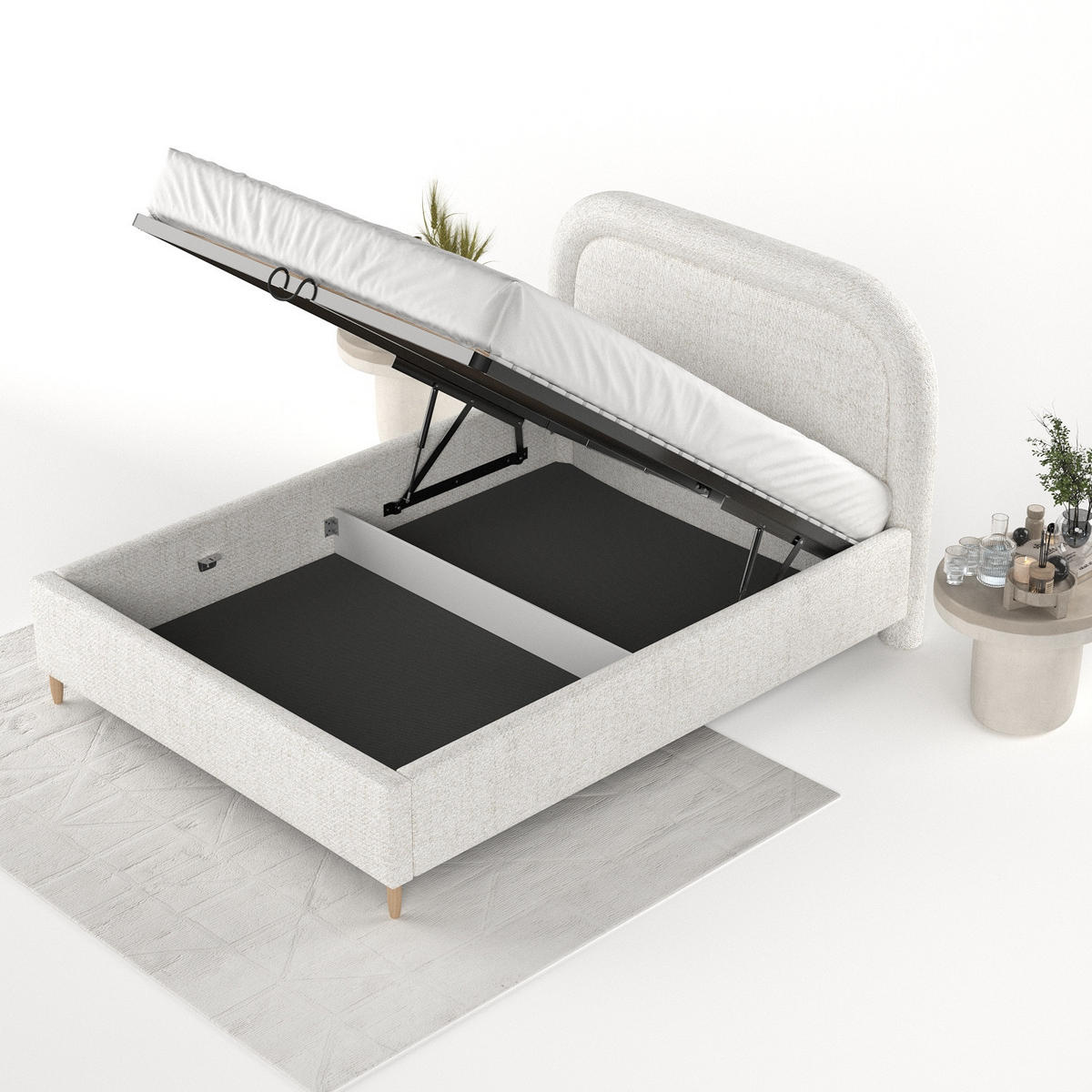 POLSTERBETT Zoya 140/200 cm Creme im Neve Stoff - Creme/Naturfarben, Holz/Holzwerkstoff (140/200cm) - AltaBeds