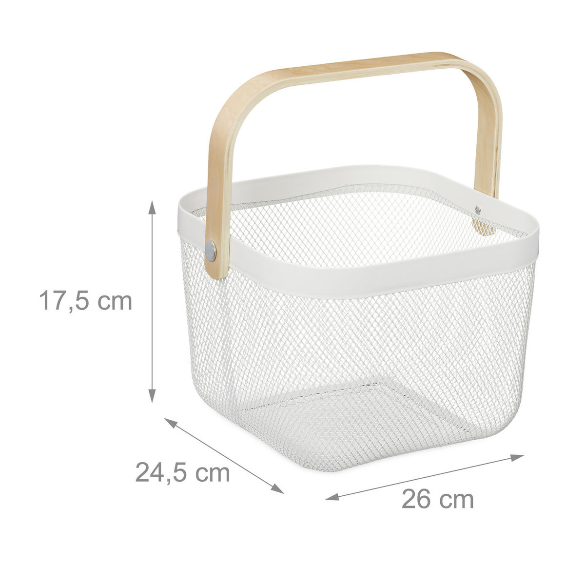 AUFBEWAHRUNGSKORB - Weiß, Holz/Metall (26/17.5/24.5cm) - Relaxdays