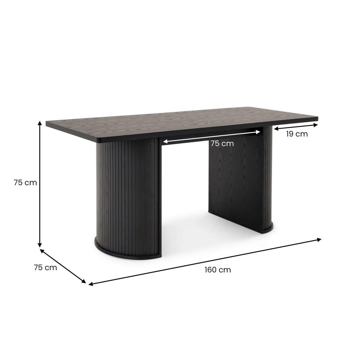 ESSGRUPPE GUARDA - Schwarz, Holzwerkstoff (75/75/160cm) - IDIMEX