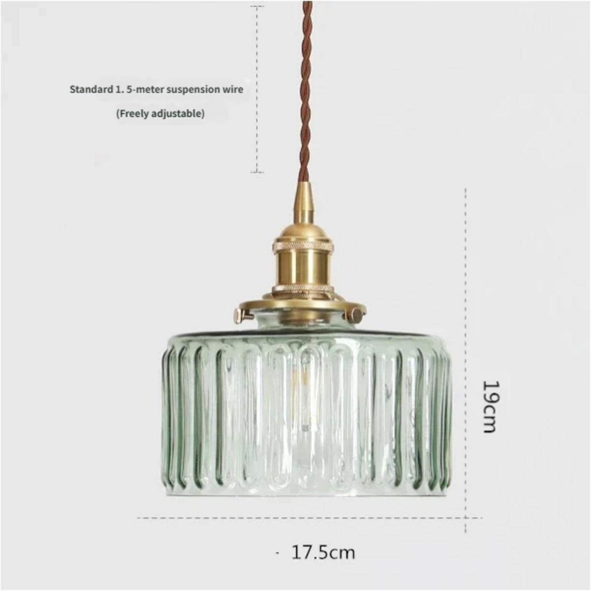 LED-HÄNGELEUCHTE Grün 4W 17.5/17.5/19-150 cm - Grün, Glas (17.5/17.5/19cm) - Authentics