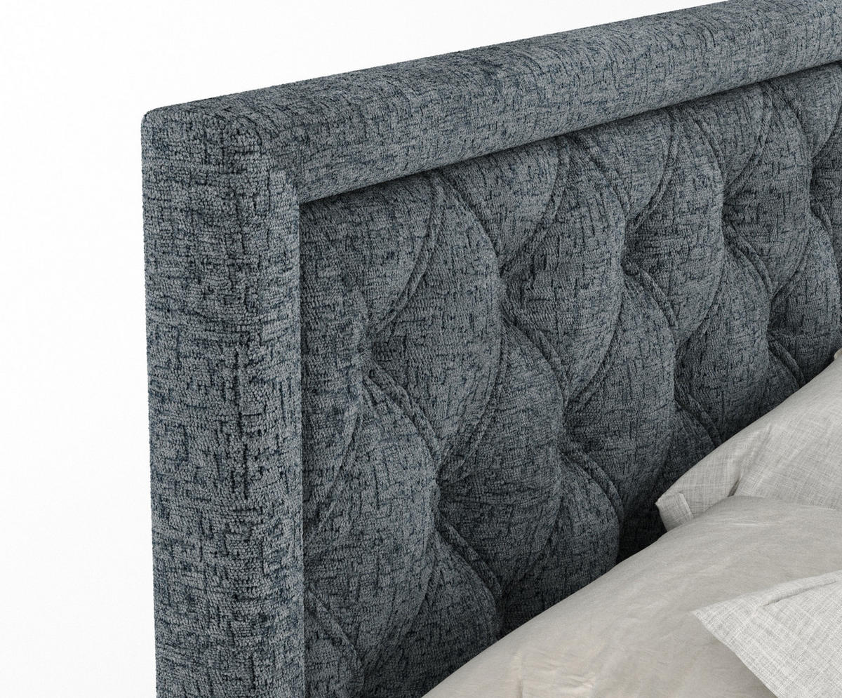 BOXSPRINGBETT Aurelia Blau Grau 140/200 cm - Blaugrau/Schwarz, Holz/Holzwerkstoff (140/200cm) - Maison de Reve