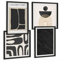 BILDER SET 4er Set - 50x50 cm & 40x60 cm Schwarzer Rahmen - Abstrakte Marmorformen - Schwarz, Kunststoff (50/50cm) - TULUP