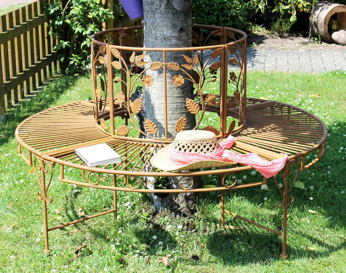 GARTENBANK Rund Metall Braun 140/140/84 cm - Braun, Metall (140/84/140cm) - DanDiBo