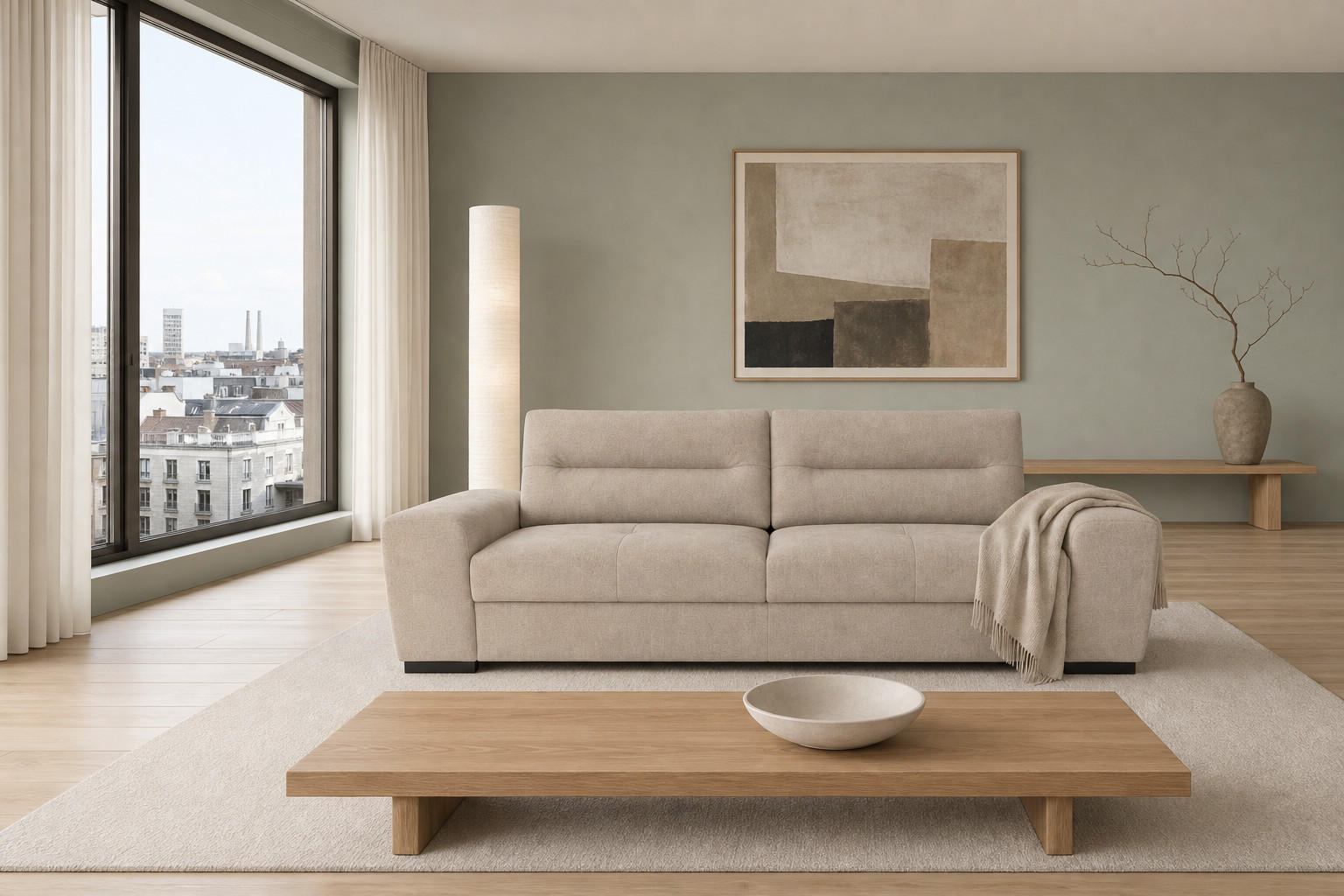3-SITZER Carlisle Chenille Beige 274/97/93 cm - Taupe, Kunststoff/Textil (274/93/97cm) - foamnova