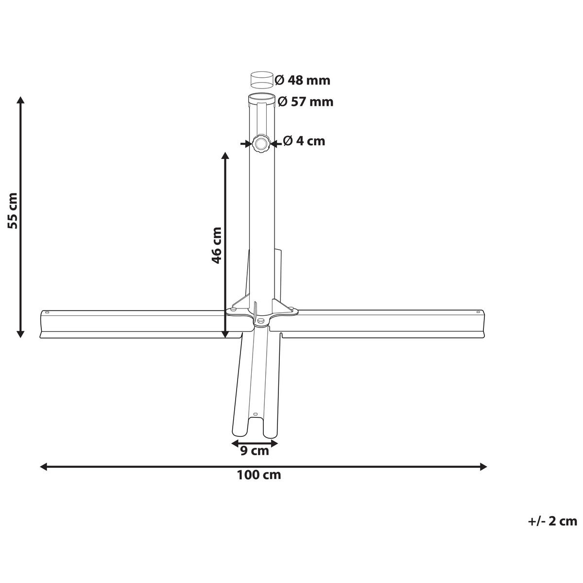 SONNENSCHIRMSTÄNDER schwarz Kreuzfuß 100/100 cm Vicchio - Schwarz, Metall (100/100cm) - Beliani