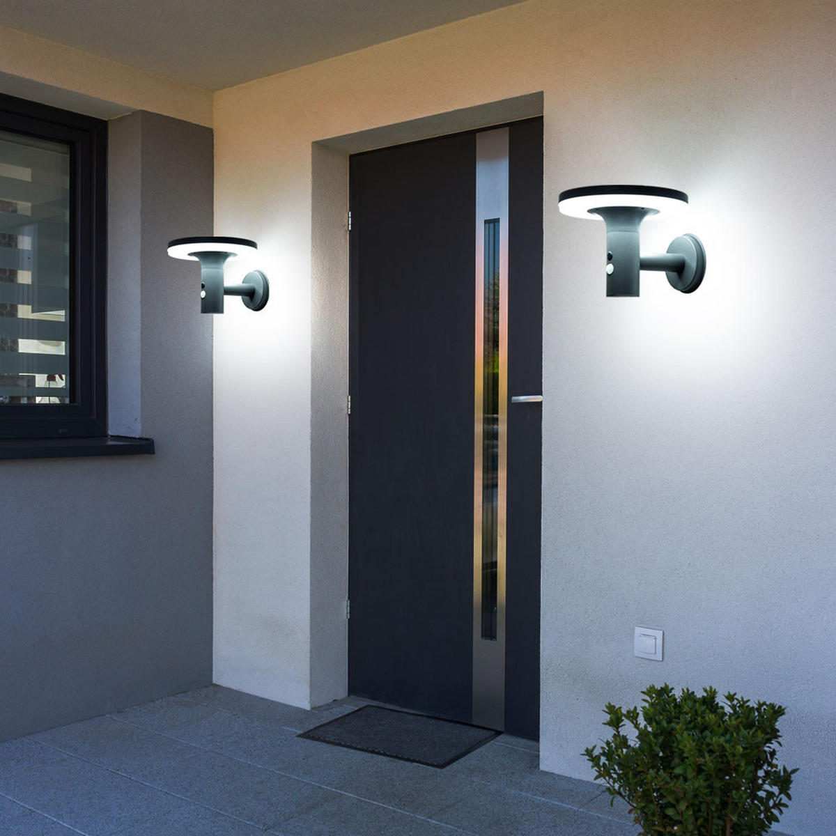 LED AUSSENLEUCHTE Solar Anthrazit 2er Set - Anthrazit, Metall (24/16/21cm)
