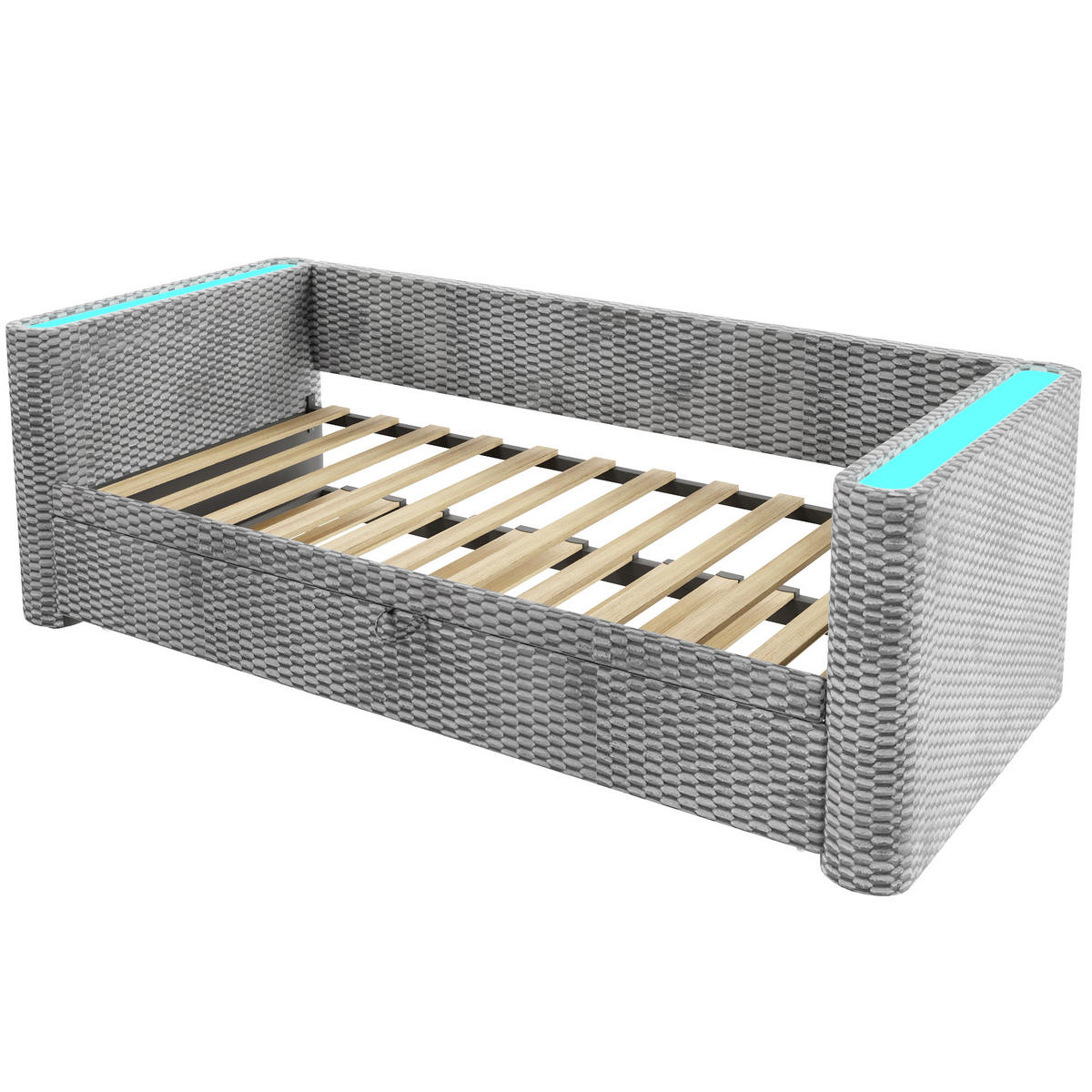 TAGESBETT 90/200 cm DE-04694, mit Ausziehbett in Grau - Grau, Holzwerkstoff/Metall (90/200cm) - ComfortXL