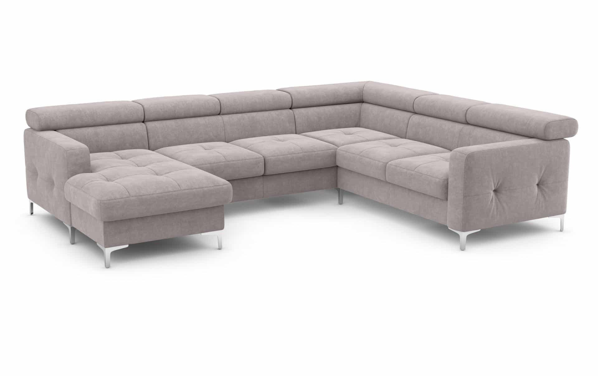 WOHNLANDSCHAFT mit Schlaffunktion und Bettkasten - Chromfarben/Silberfarben, Holz/Textil (240/74/304cm) - Cotta