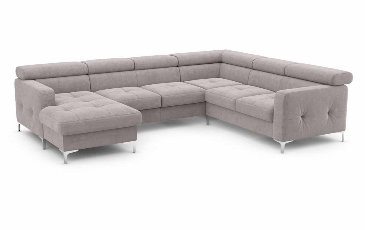 WOHNLANDSCHAFT mit Schlaffunktion und Bettkasten - Chromfarben/Silberfarben, Holz/Textil (240/74/304cm) - Cotta