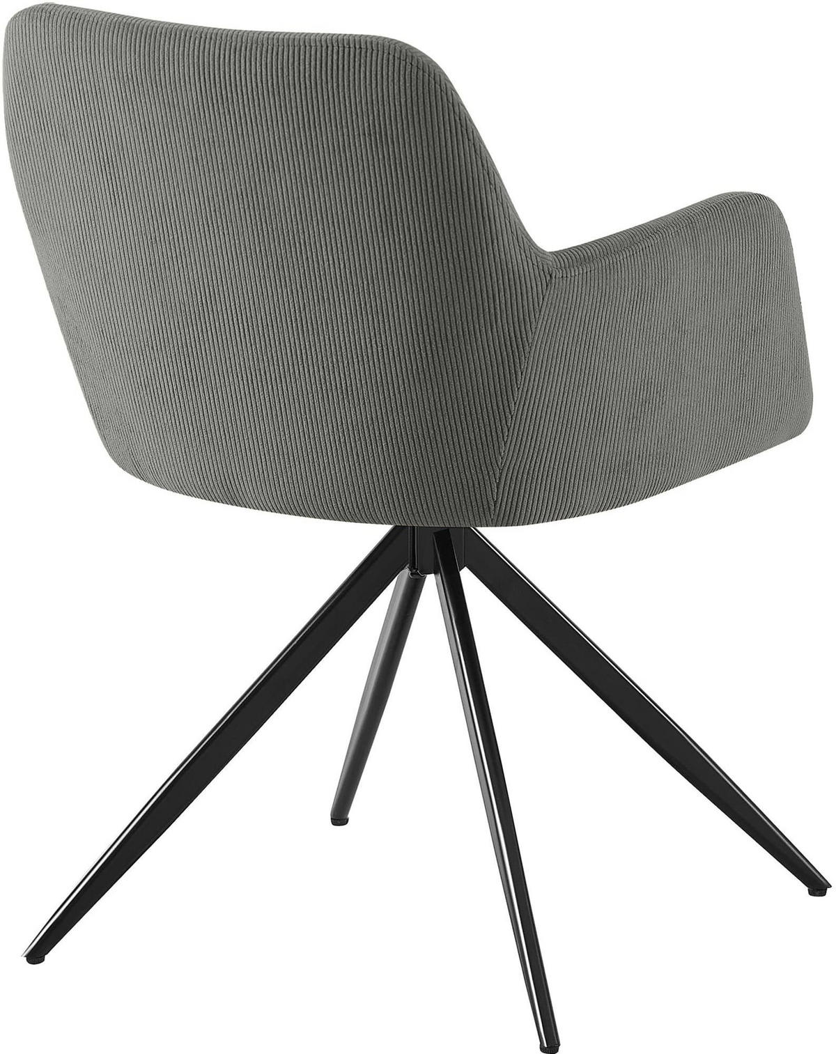 ESSZIMMERSTUHL Cord Grau - Schwarz/Grau, Textil/Metall (56/81/62cm) - CLP