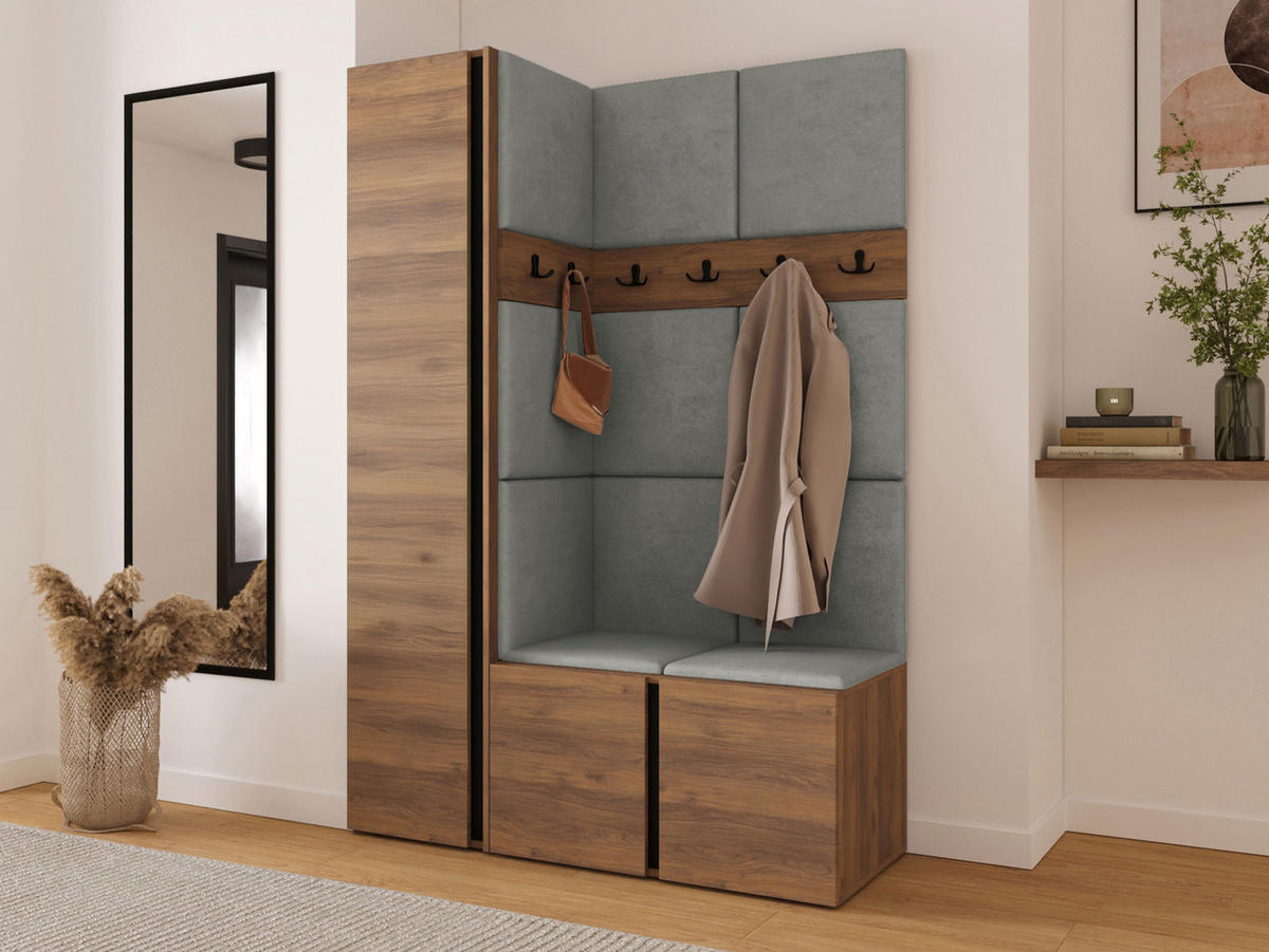 MOBILIER PENTRU HOL Orion IX - culoare lemn de nuc/gri, material plastic/compozit lemnos (124/186/46cm) - MIRJAN24