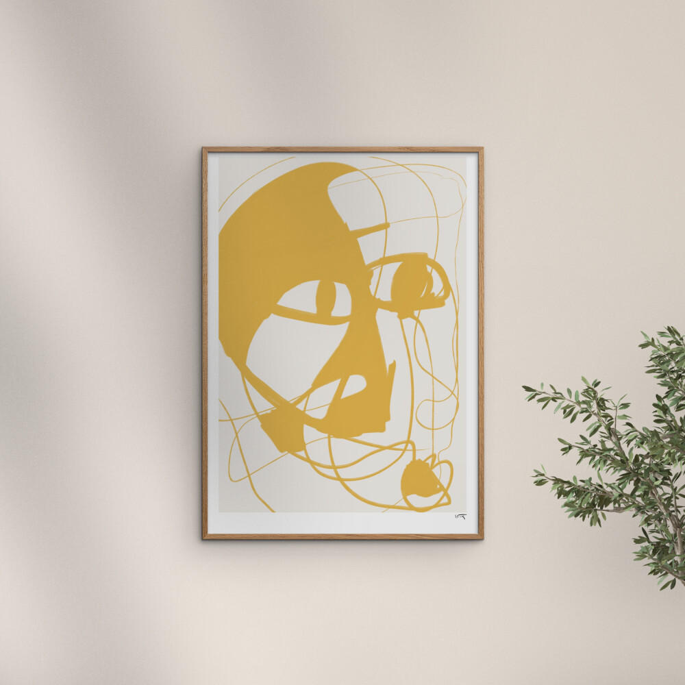 POSTER mit Rahmen N. Atelier - Soirée - Eichefarben/Gelb, Holz/Papier (50/70cm) - Poster&Frame