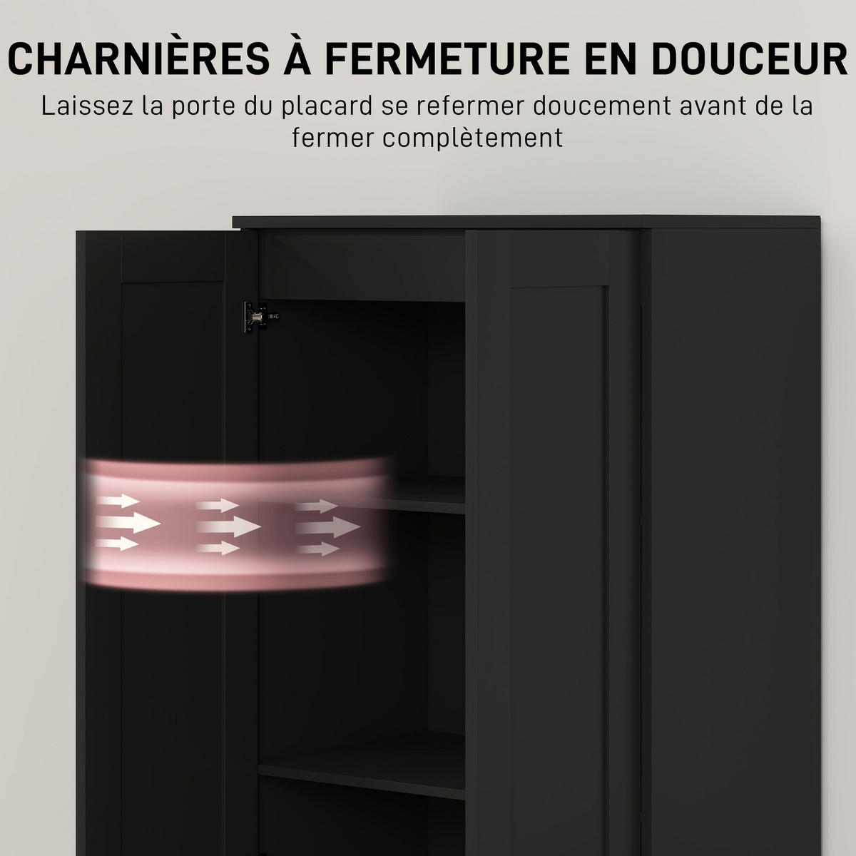 HIGHBOARD DE-11325 2 Türen & 5 Böden (3 verstellbar) Schwarz - Schwarz, Holzwerkstoff (36.5/175/60cm) - ComfortXL