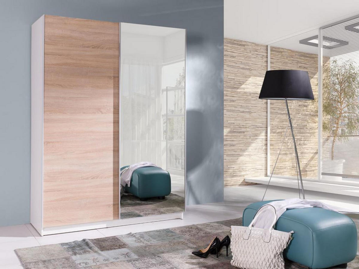 SCHIEBETÜRENSCHRANK - Kleiderschrank Ada V Sonoma + Spiegel - Sonoma Eiche, Holzwerkstoff (150/206/62cm) - Möblo