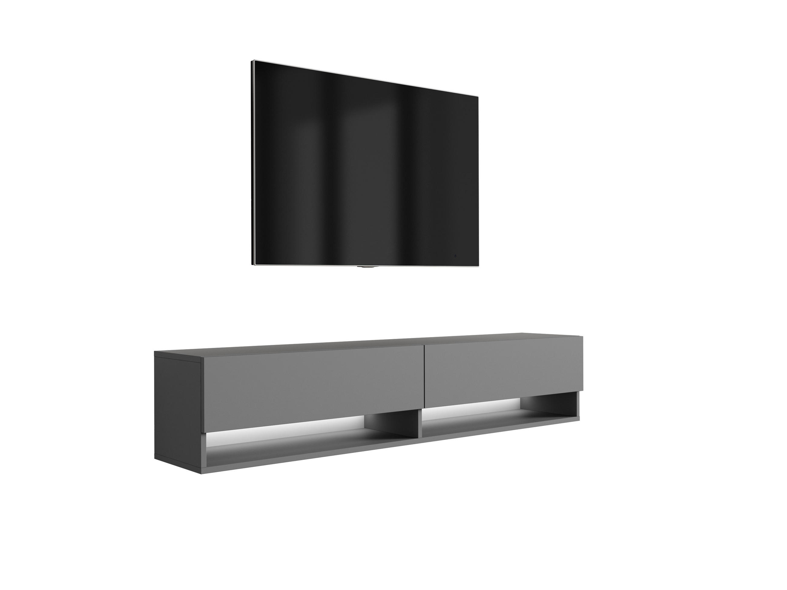 TV-LOWBOARD 170 cm Anthrazit, weiße LED, 170 × 32 × 34 cm - Grau, Holzwerkstoff (170/33.6/32cm) - 3XE LIVING