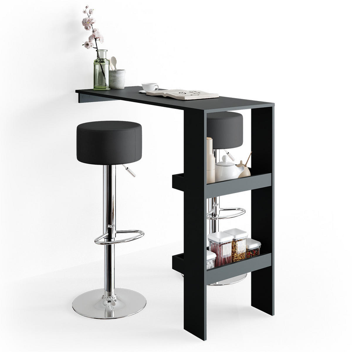 BARHOCKER 2ER SET Schwarz 33 x 92 cm 2 Teilig - Schwarz, Metall (33/92/33cm) - Vicco