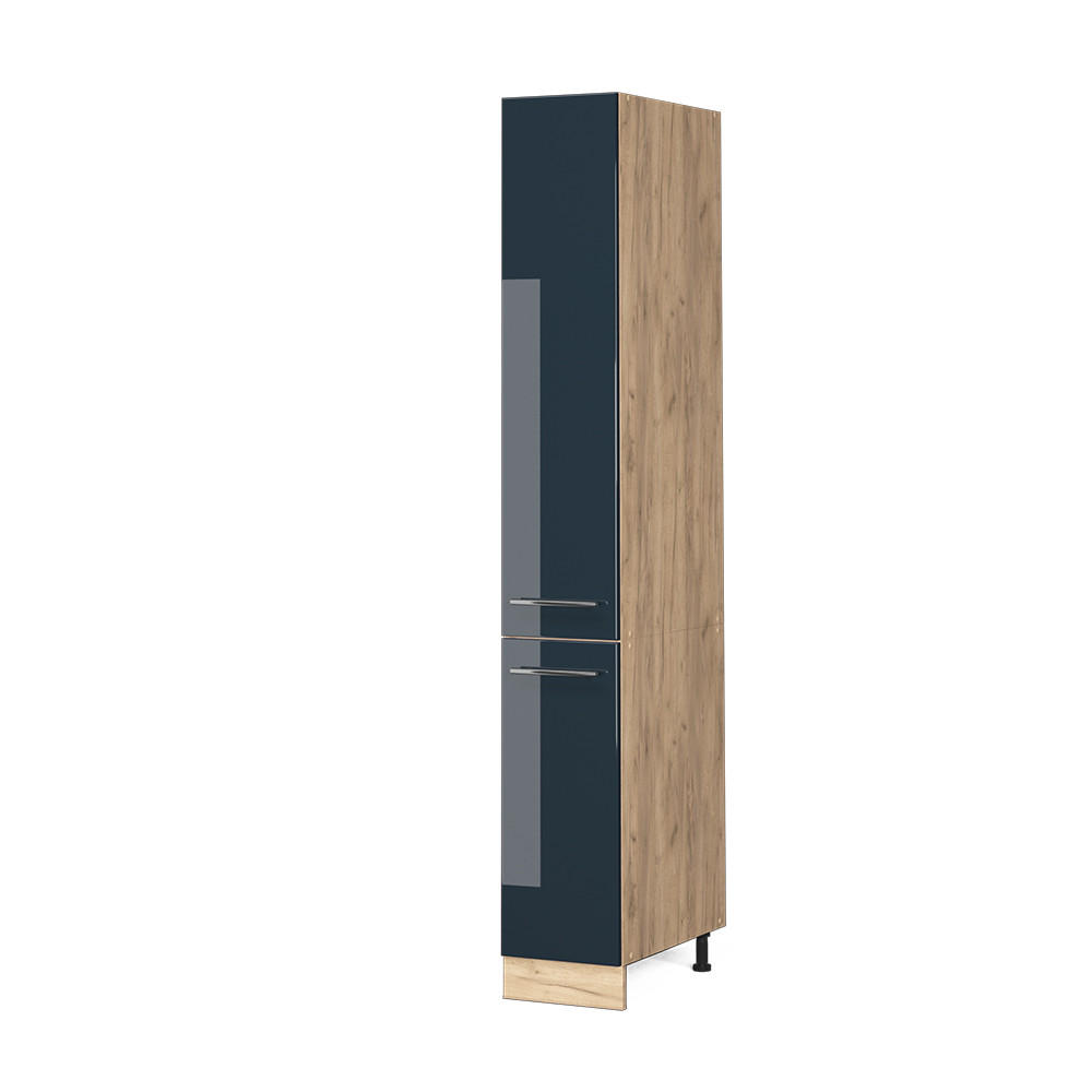 APOTHEKERSCHRANK Fame-Line Dunkelblau Hochglanz 30 cm - Eiche Wotan/Dunkelblau, Holzwerkstoff (30/206.8/58cm) - Vicco