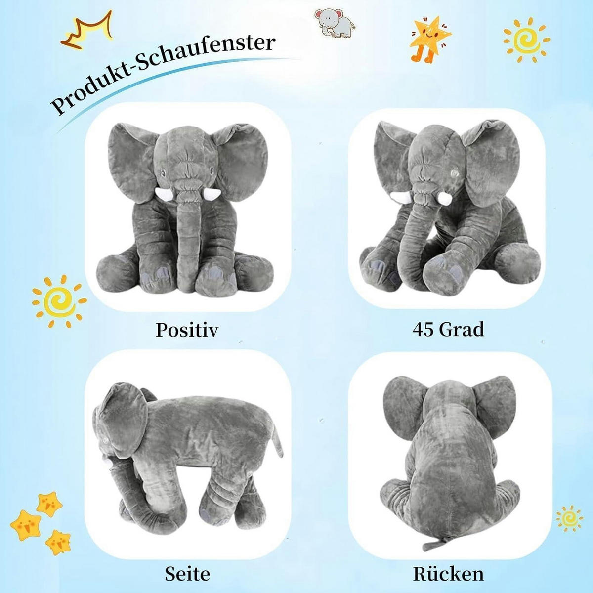 KUSCHELTIER Elefant 60 cm Grau - Grau, Textil (40/60cm)