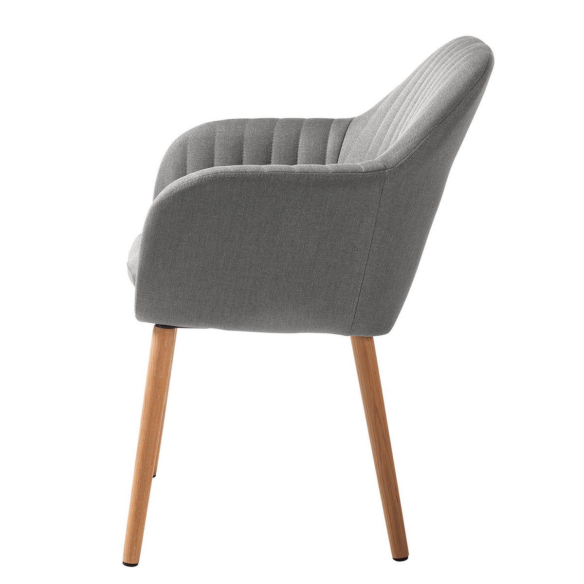ARMLEHNENSTUHL - Textil / Massivholz - Eichefarben/Grau, Eichenholz/Holz (57/83/61cm) - home24