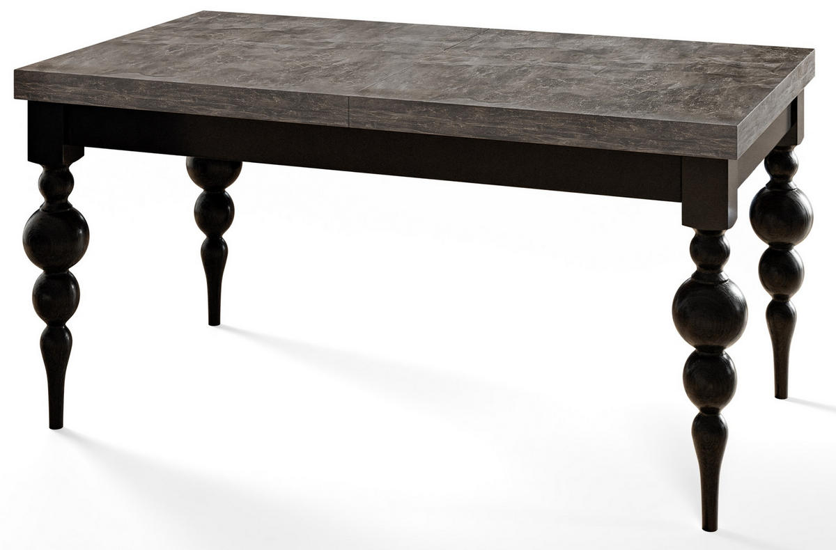 ESSZIMMERTISCH LENA, ausziehbarer Tisch 200-300X100X78,5 cm, Farbe: Dunkelgrau, mit Tischbeinen in Farbe Schwarz - Dunkelgrau/Schwarz, Holzwerkstoff (200/80/79cm) - Alpi-Möbel