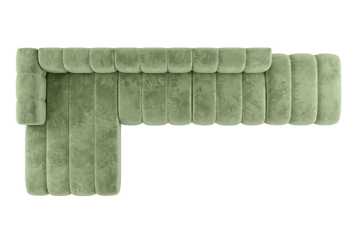 ECKSOFA Modulares In L-Form Mit Hocker, Velvet-Stoff Riviera, Olive, Links, GRAND - Olivgrün, Holz (386/179cm) - Kaiser Möbel