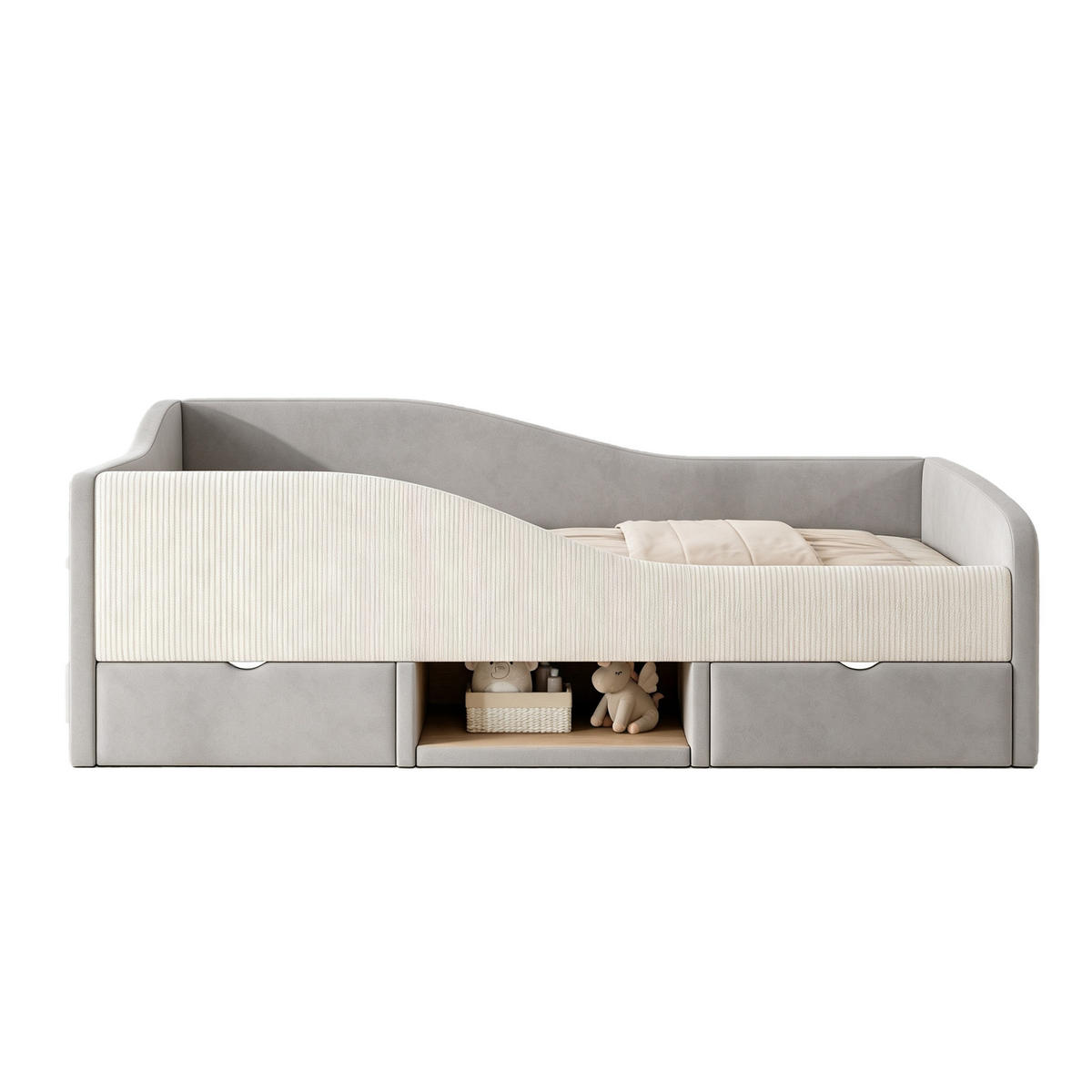 KINDERBETT 90/190 cm Grau - Grau, Textil
