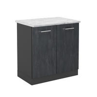 KÜCHENUNTERSCHRANK R-Line Schwarz Beton 80 cm AP Marmor - Anthrazit/Schwarz, Holzwerkstoff (80/81.6/60cm) - Vicco