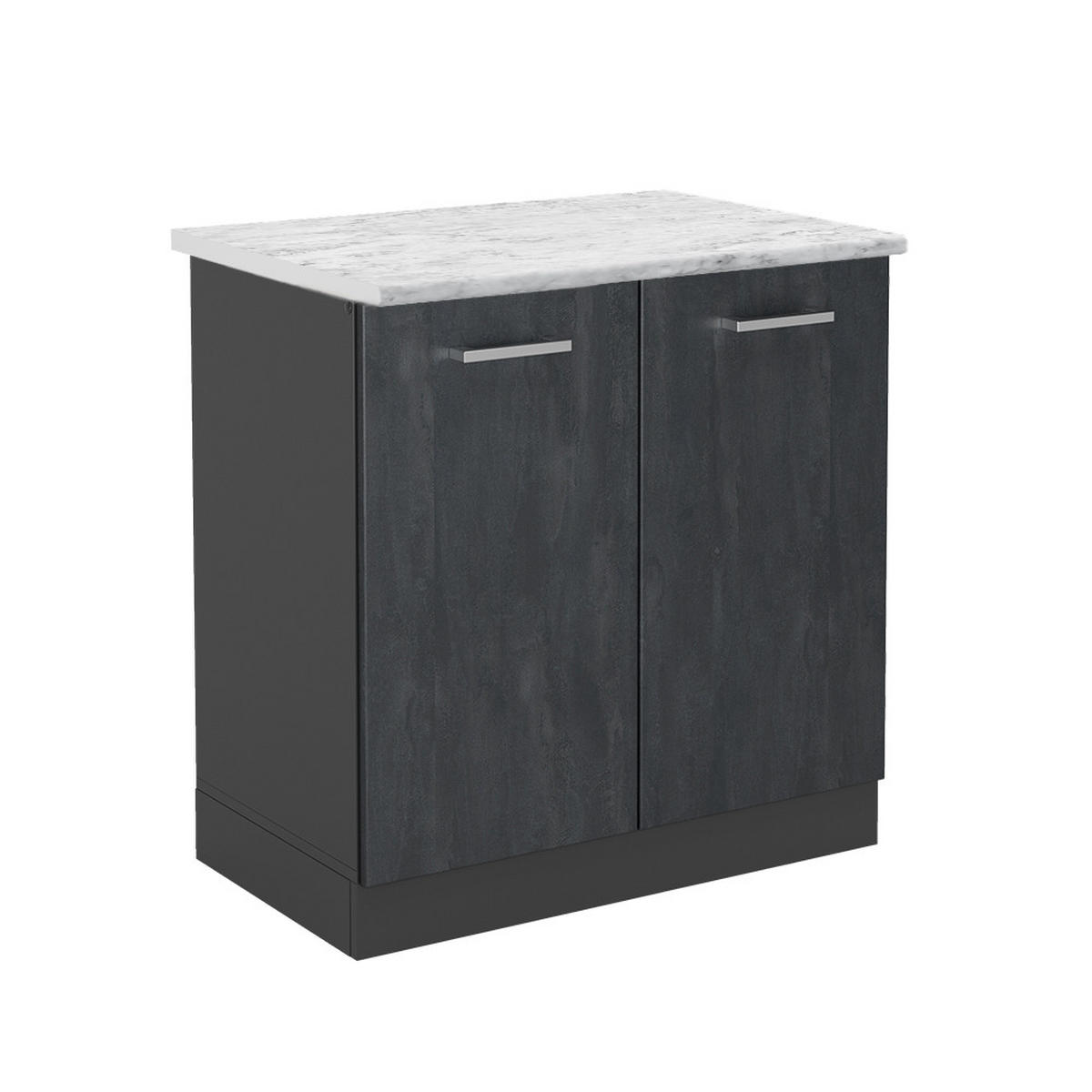 KÜCHENUNTERSCHRANK R-Line Schwarz Beton 80 cm AP Marmor - Anthrazit/Schwarz, Holzwerkstoff (80/81.6/60cm) - Vicco