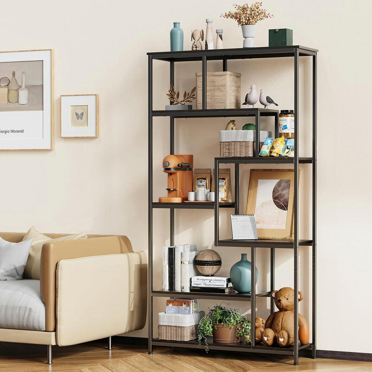 BÜCHERREGAL 5-stöckig Schwarz 98 x 30 x 180 cm - Schwarz, Metall (30/180/98cm)