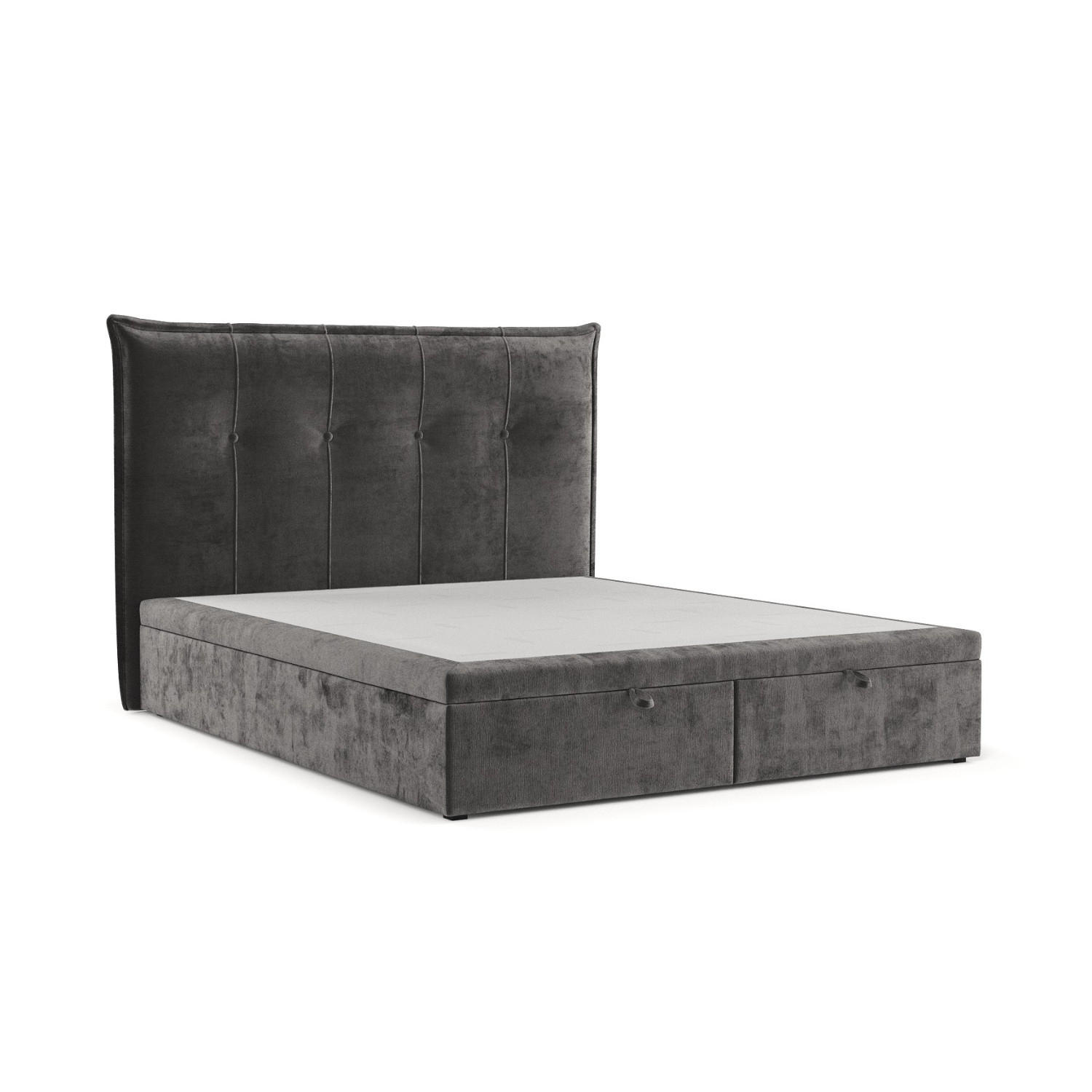 POLSTERBETT Liano mit Stauraum 120/200 cm Stahl im Lotta Stoff - Schwarz/Graphitfarben, Holz/Holzwerkstoff (120/200cm) - AltaBeds