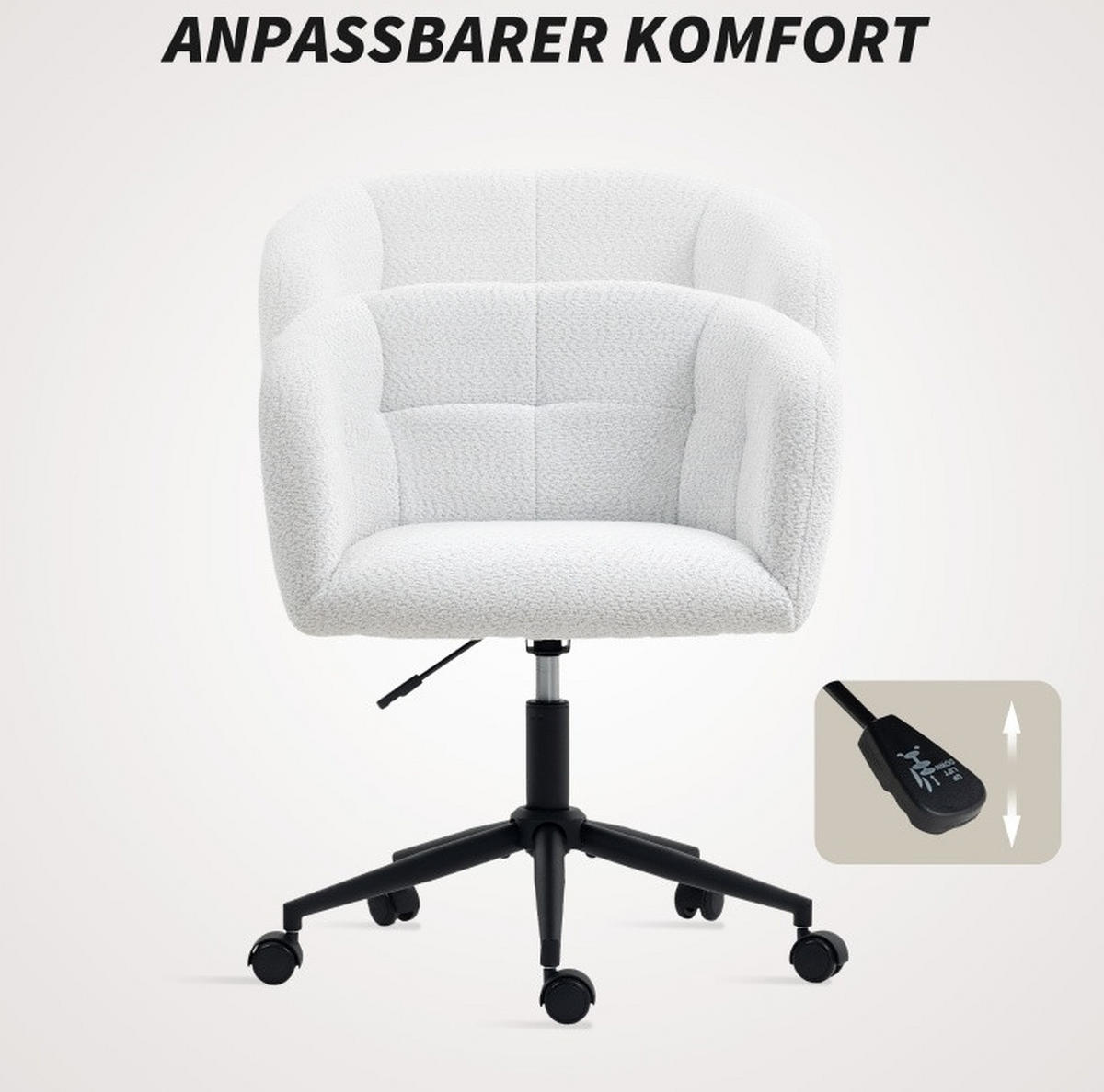 DREHSTUHL 65/75-85/59 cm Cremeweiß aus Polyester höhenverstellbar - Creme, Kunststoff (59/85/65cm) - OKMYHOME