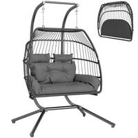RATTAN-STUHL Dunkelgrau 170.0/100.0/185.0cm - Dunkelgrau, Metall (100/185/170cm)