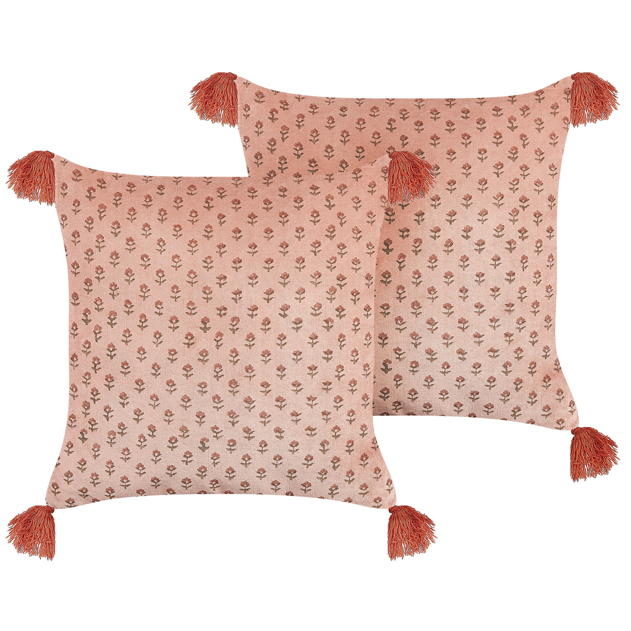 DEKOKISSEN 2er-Set Rosa 45/45 cm Rumhora - Pink, Textil (45/45cm) - Beliani