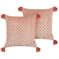 DEKOKISSEN 2er-Set Rosa 45/45 cm Rumhora - Pink, Textil (45/45cm) - Beliani